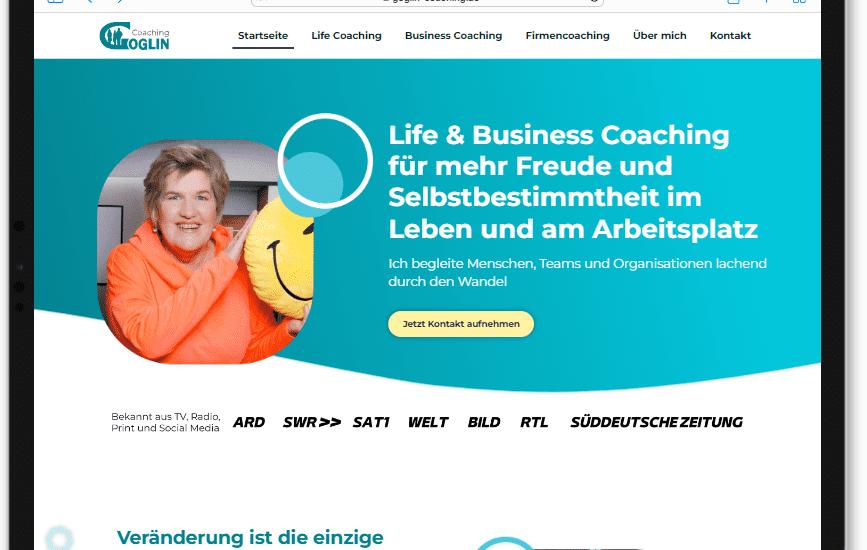 Schöne Websites für Coaches erstellen, Referenz Carmen Goglins Coaching Website